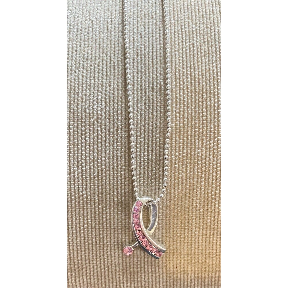 Pink Ribbon Charm Necklace